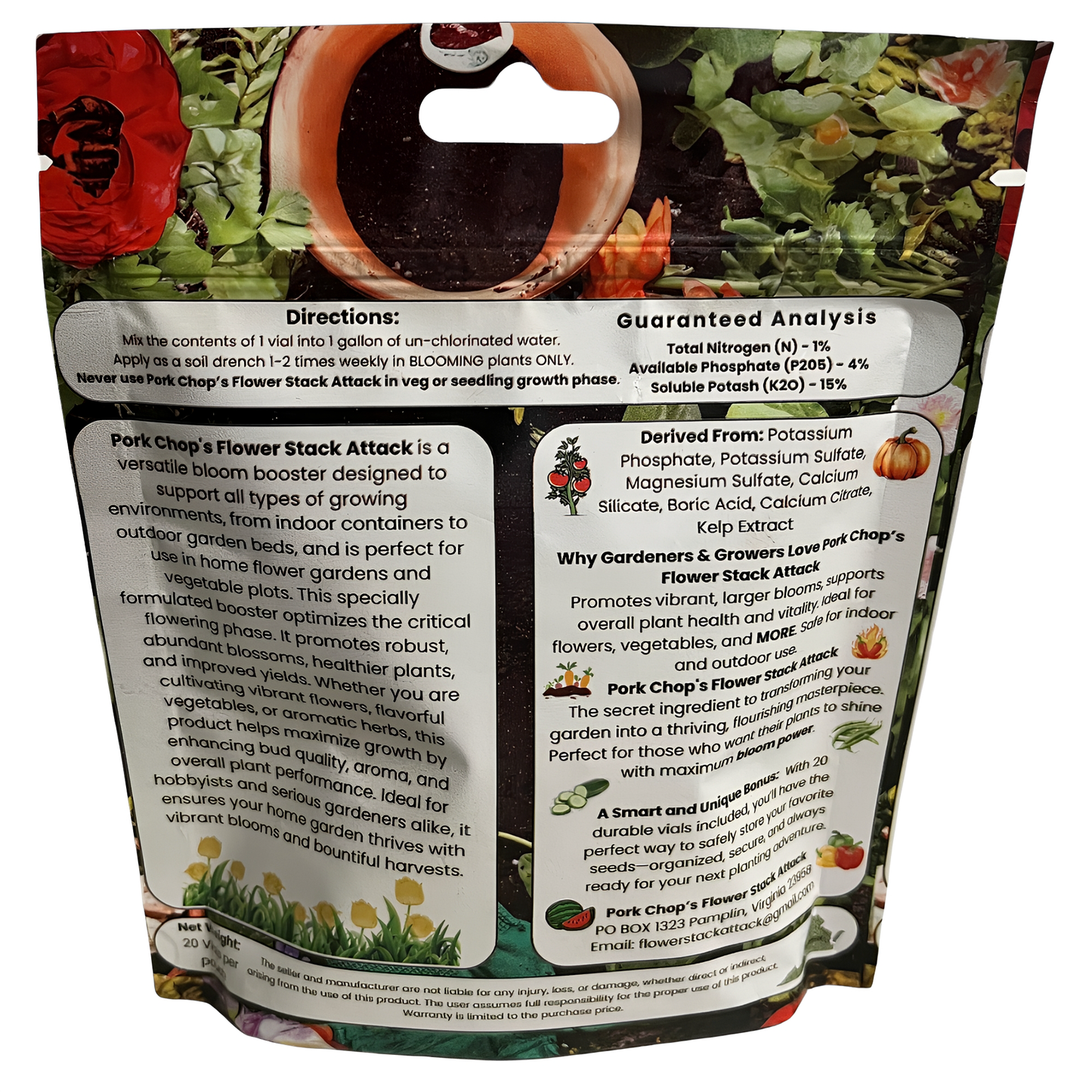 Pork Chop’s Flower Stack Attack™ | 1-4-15 NPK Bloom Booster Fertilizer & Plant Food